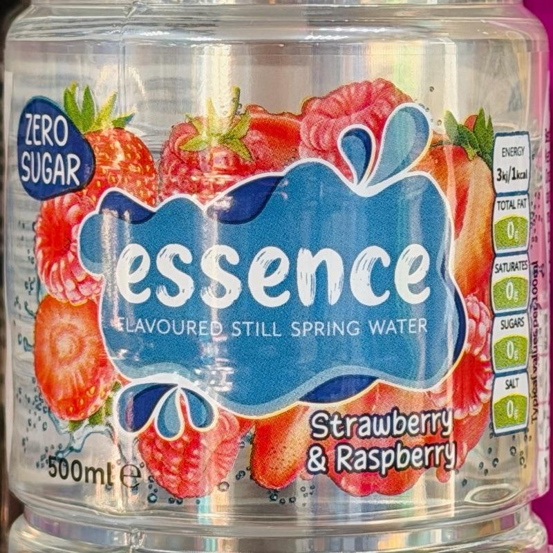 Flavoured Water x 12 Bottles | Strawberry Raspberry Fruit Flavour | Summer Essence Flavoured Still Spring Water | Zero Sugar