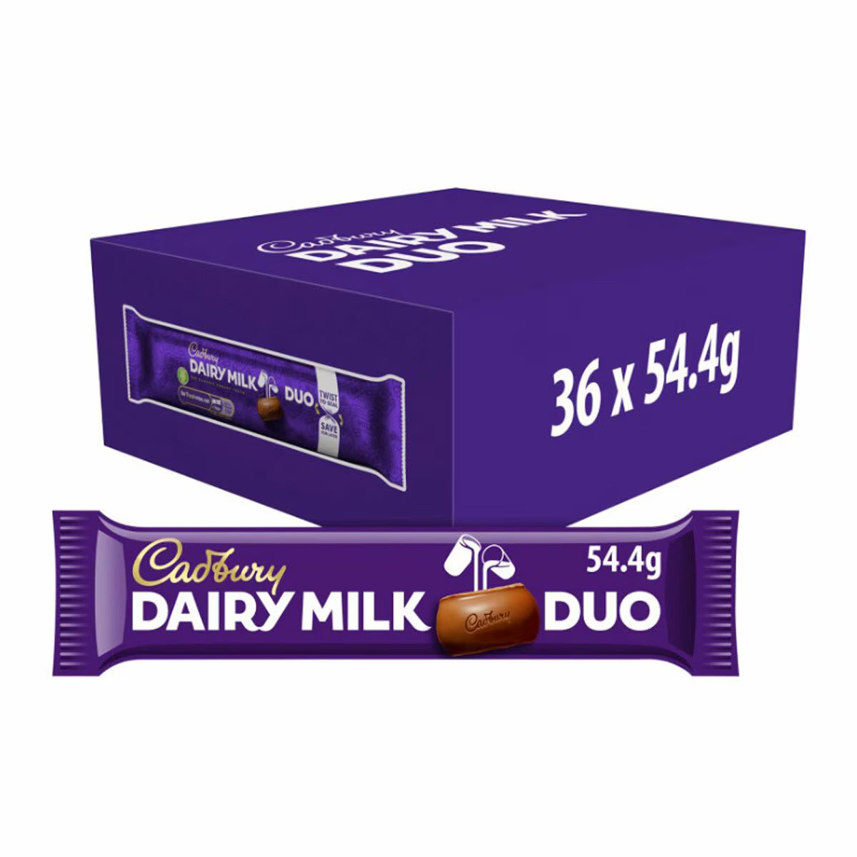 Cadbury Dairy Milk Duo Bar Chocolate Bars - Box of 36 x 54.4g Bars product image