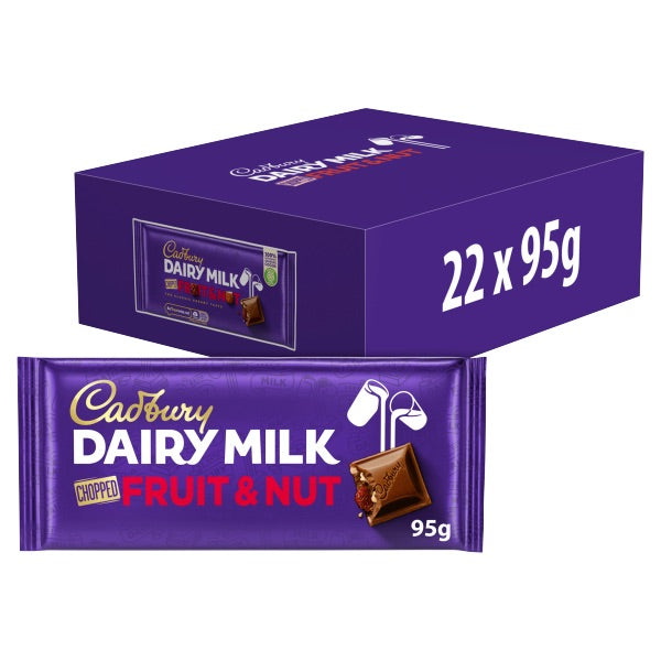 Cadbury Dairy Milk Chopped Fruit & Nut 95g Bar Multipack - Choose Pack Size