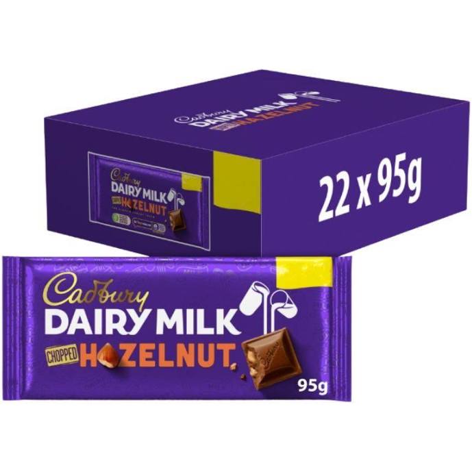 Cadbury Dairy Milk Chopped Hazelnut 95g Bar Multipack - Choose Pack Size