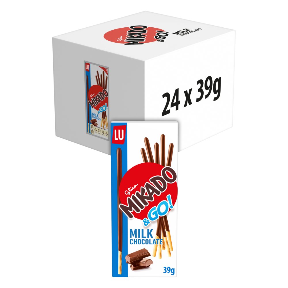Mikado Milk Chocolate Biscuit Sticks Chocolate Sweets 99p PMP - Box of 24 x 39g Packs product image