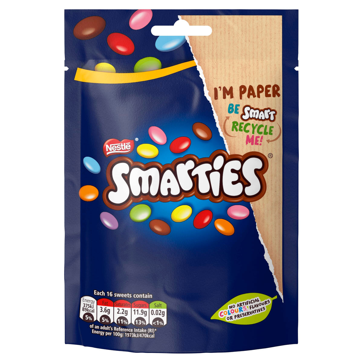 Smarties Milk Chocolate Pouch 8 x 105g – Single Pack 105g
