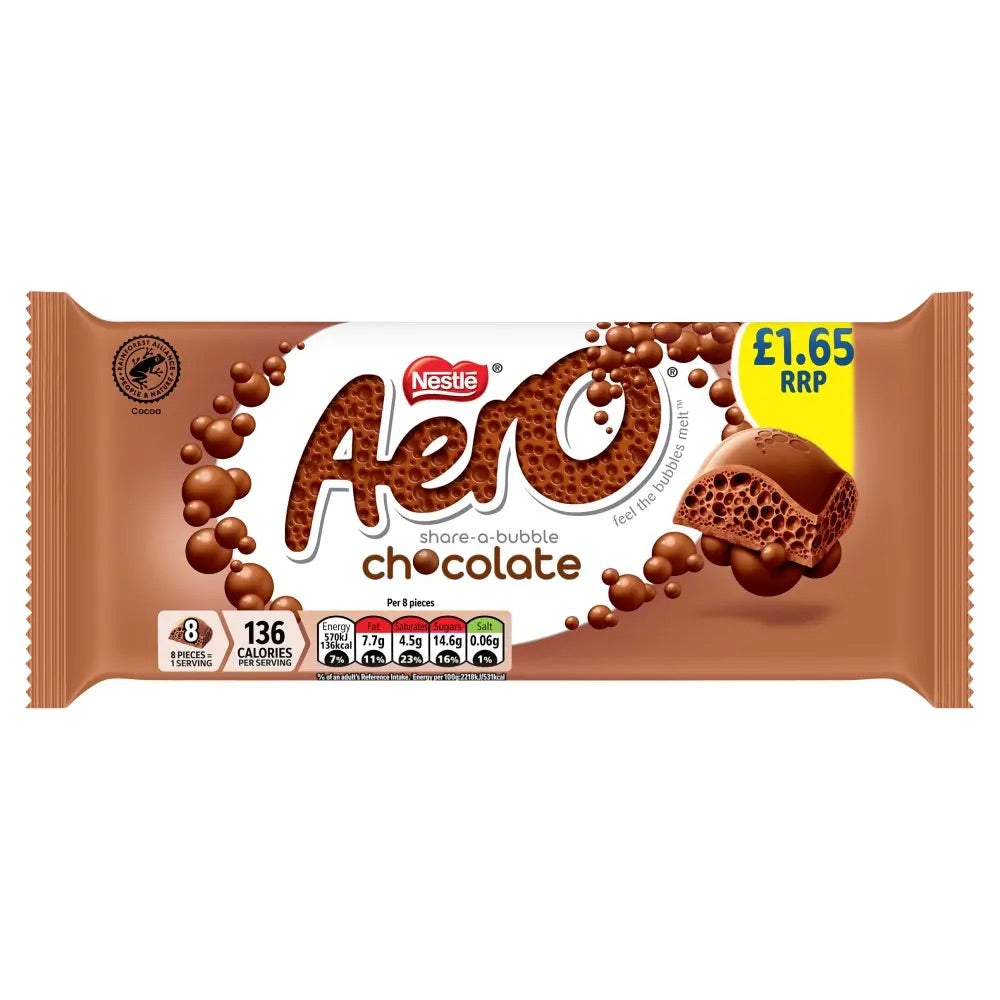 Aero Milk Chocolate Sharing Block Chocolate Bars £1.65 PMP - Box of 15 x 90g Bars product image