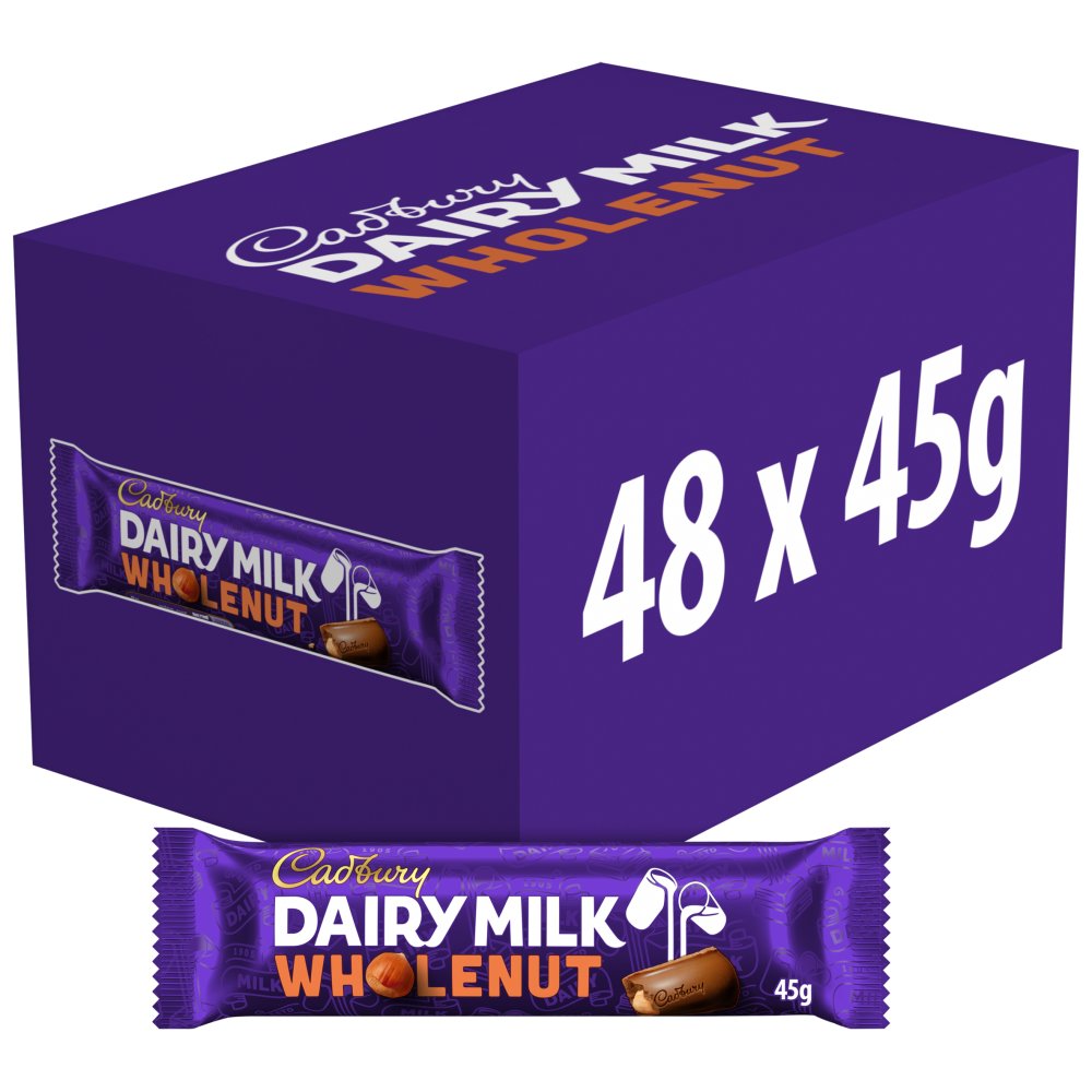 Cadbury Dairy Milk Whole Nut 48 x 45g standard bars product image