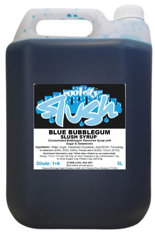 Cool City Blue Bubblegum Slush Syrup5L bottle