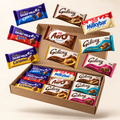 Illustration of 18 sharing chocolate bars in a kraft gift box