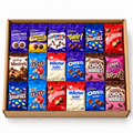 18 sealed chocolate bags in an open kraft gift box – Teen Birthday Chocolate Bag Box – 18 Chocolate Bags