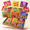 Illustration of Party Host Sweet Sharing Box with 18 sealed retail packs in a kraft box
