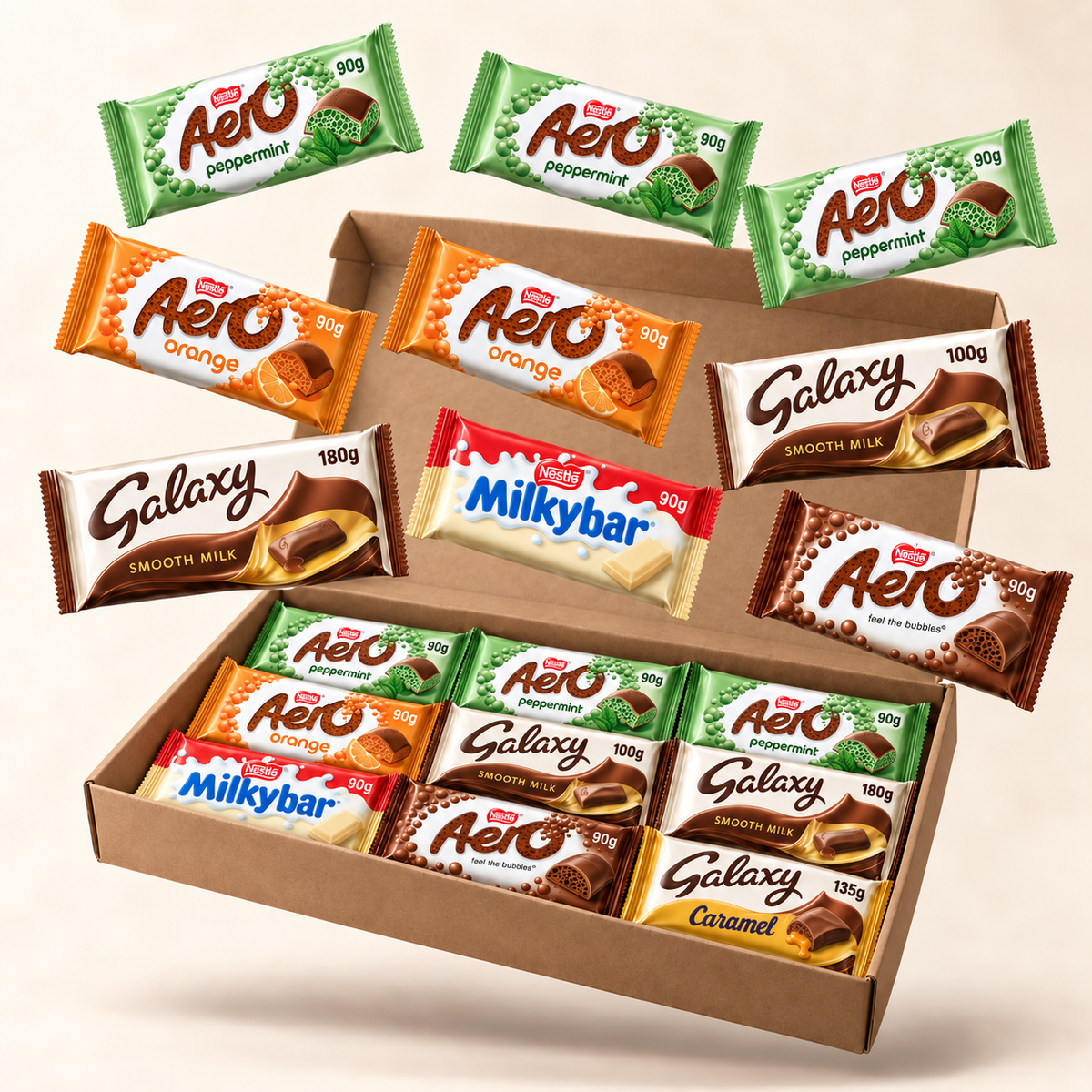 Illustration of Christmas After-Dinner Mint and Orange Bars – 18 Sharing Bars in a kraft box