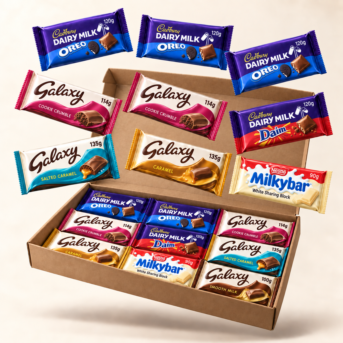 Illustration of Christmas Host Cookie and Chocolate Bars – 18 Sharing Bars in a kraft box