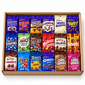 18 sealed chocolate bags in an open kraft gift box – Christmas Chocolate Bag Film Night – 18 Chocolate Bags