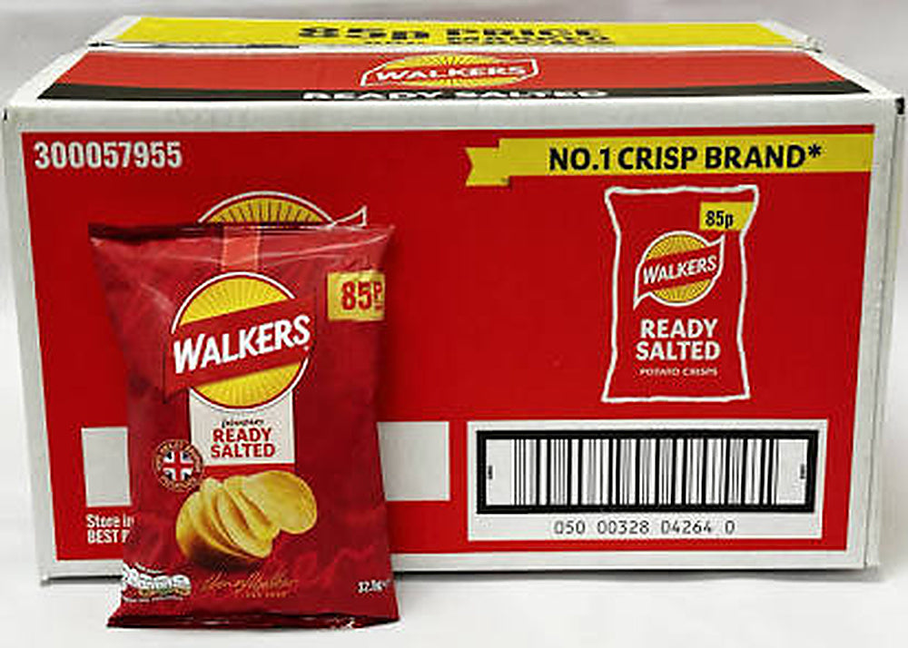 Walkers Ready Salted Singles Crisps - Box of 32 x 32.5g Bags product image