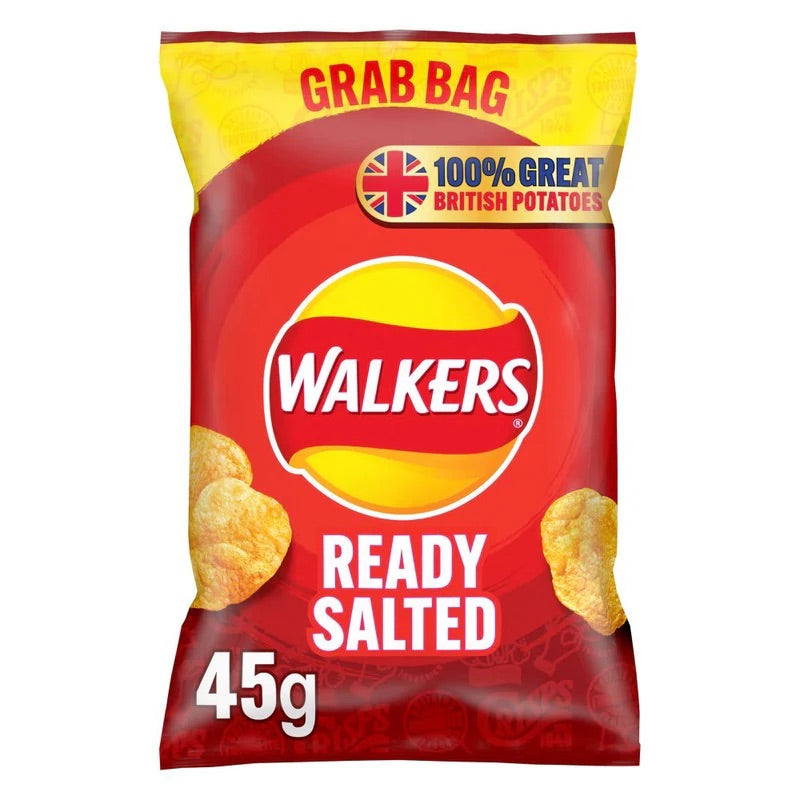 Walkers Ready Salted Grab Bags Crisps - Box of 32 x 45g Bags product image