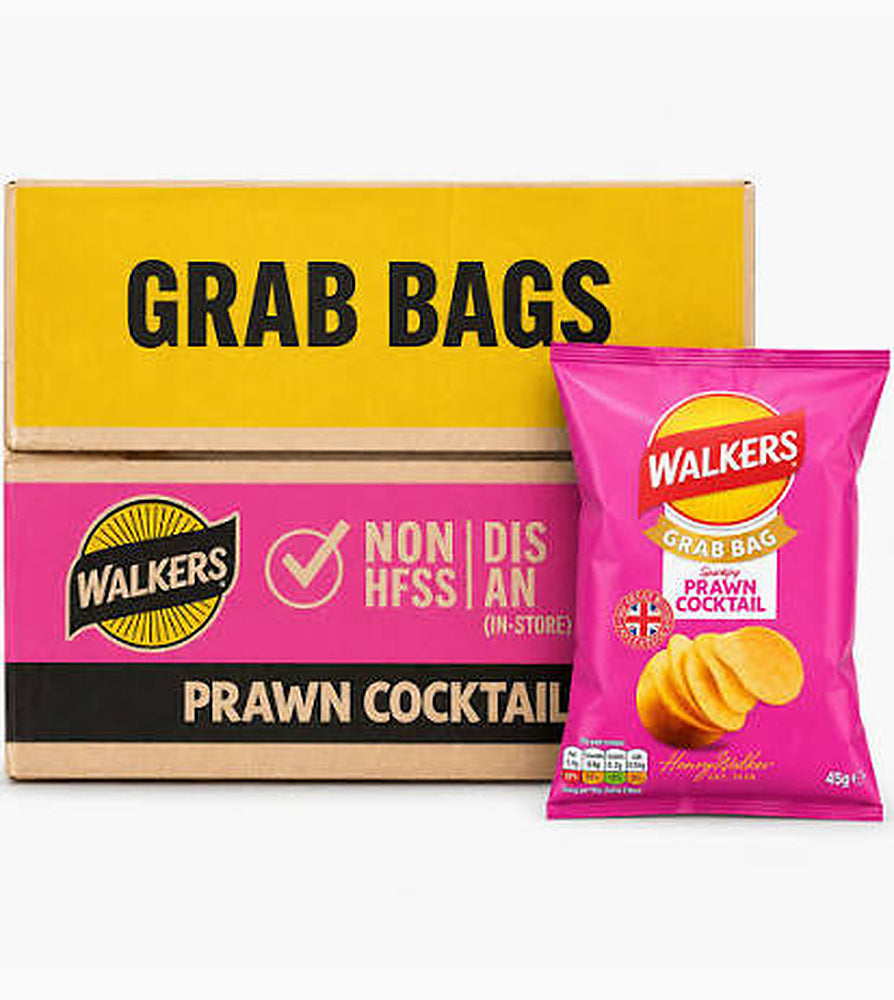 Walkers Prawn Cocktail Grab Bags Crisps - Box of 32 x 45g Bags product image