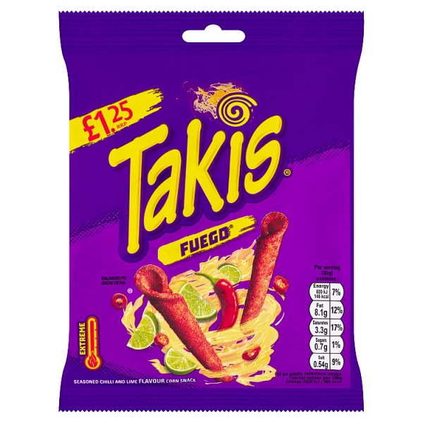 Takis Fuego GBP 1.25 price-marked pack – Single Pack 55g