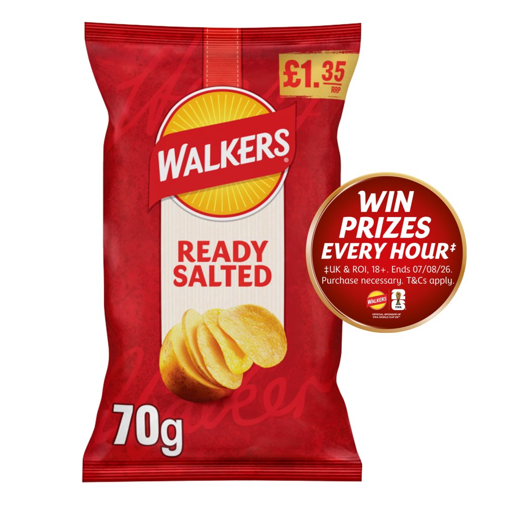 Walkers Ready Salted Crisps 70g Multipack - Choose Pack Size