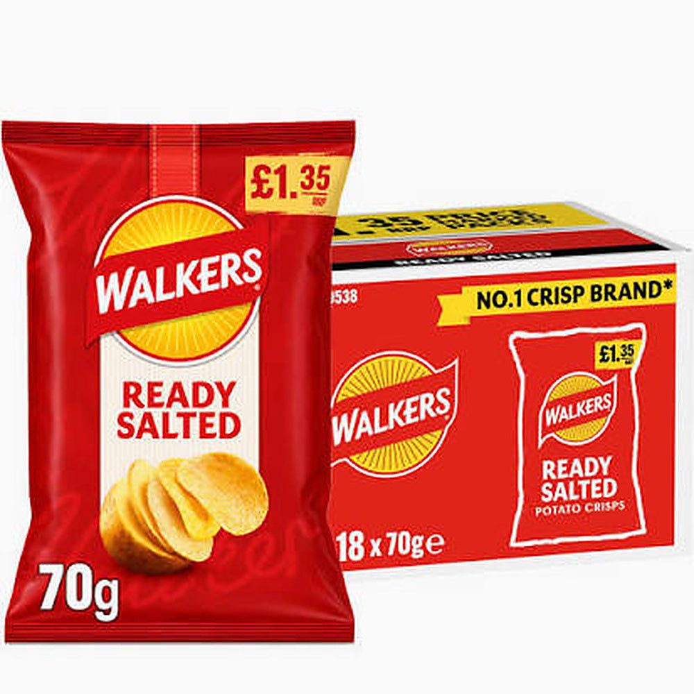 Walkers Ready Salted Crisps 70g Multipack - Choose Pack Size
