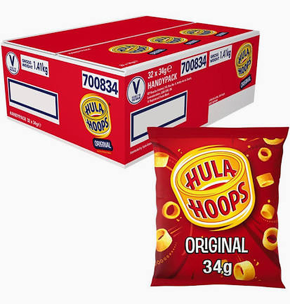 Hula Hoops Original Potato Rings Crisps - Box of 32 x 34g Bags product image