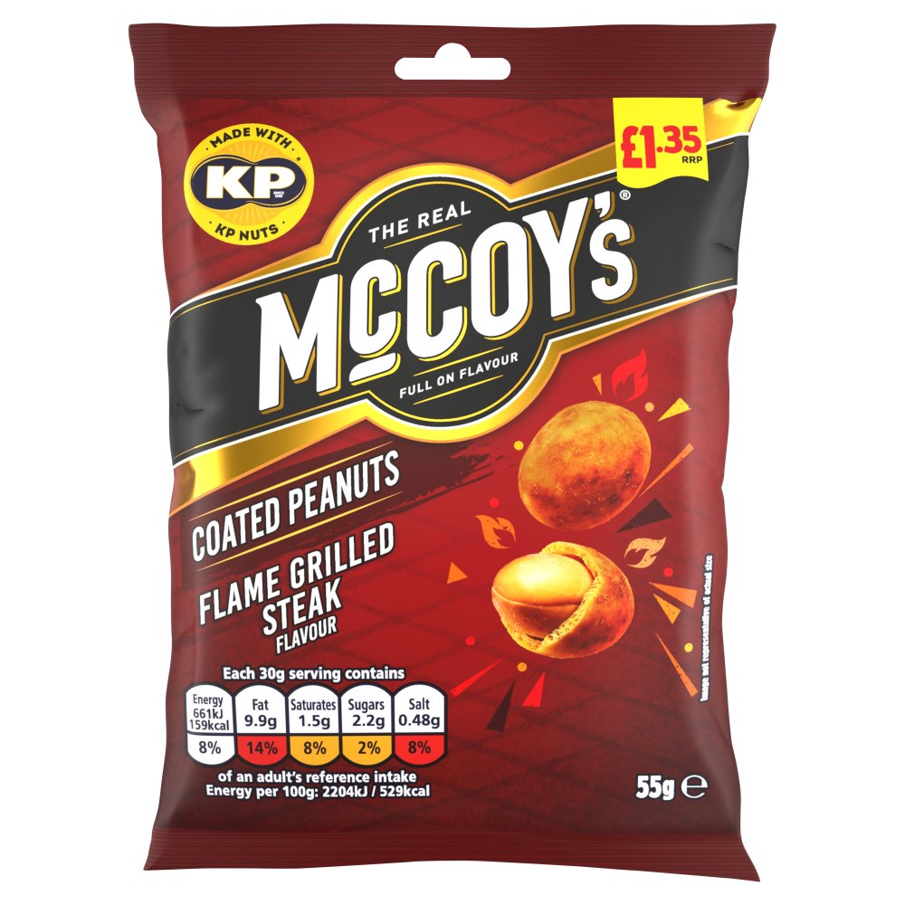 McCoy's x KP Flame Grilled Steak Coated Peanuts 65g Multipack - Choose Pack Size
