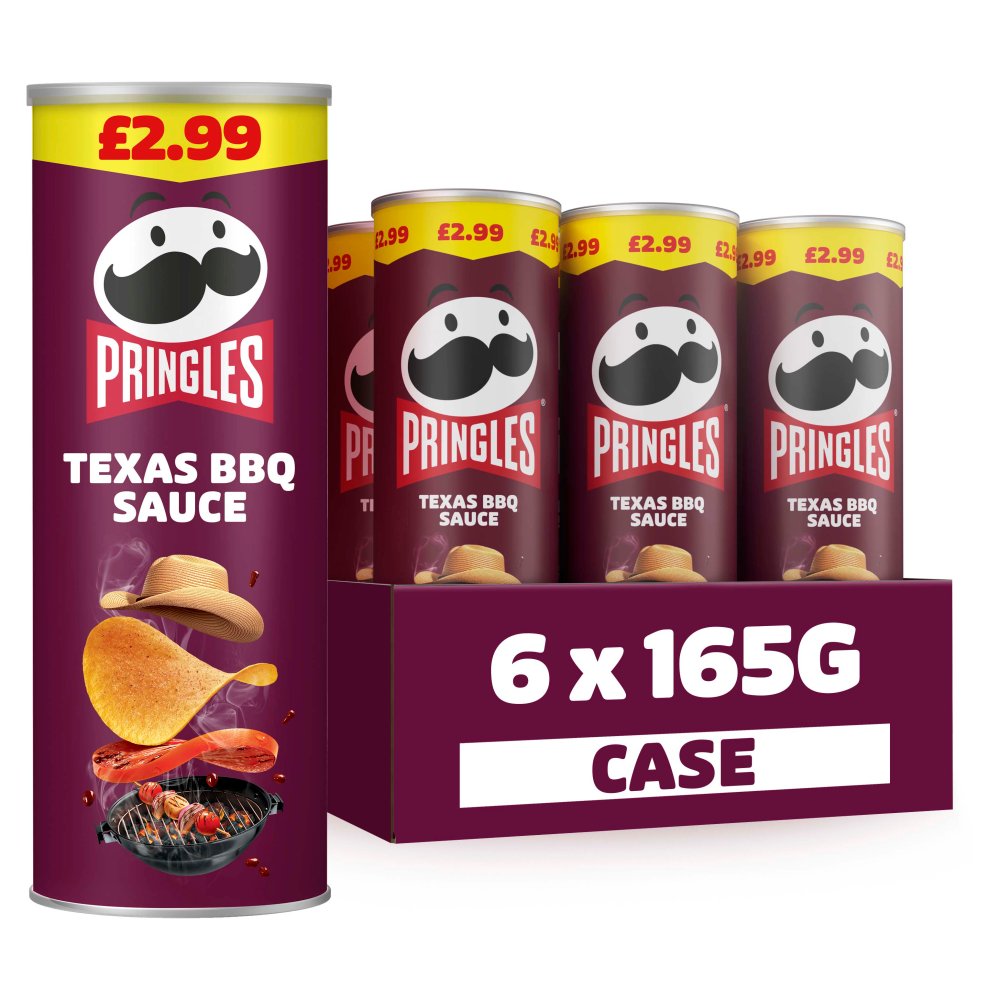 Pringles Texas BBQ Sauce Crisps £2.99 PMP - Box of 6 x 165g Bags product image