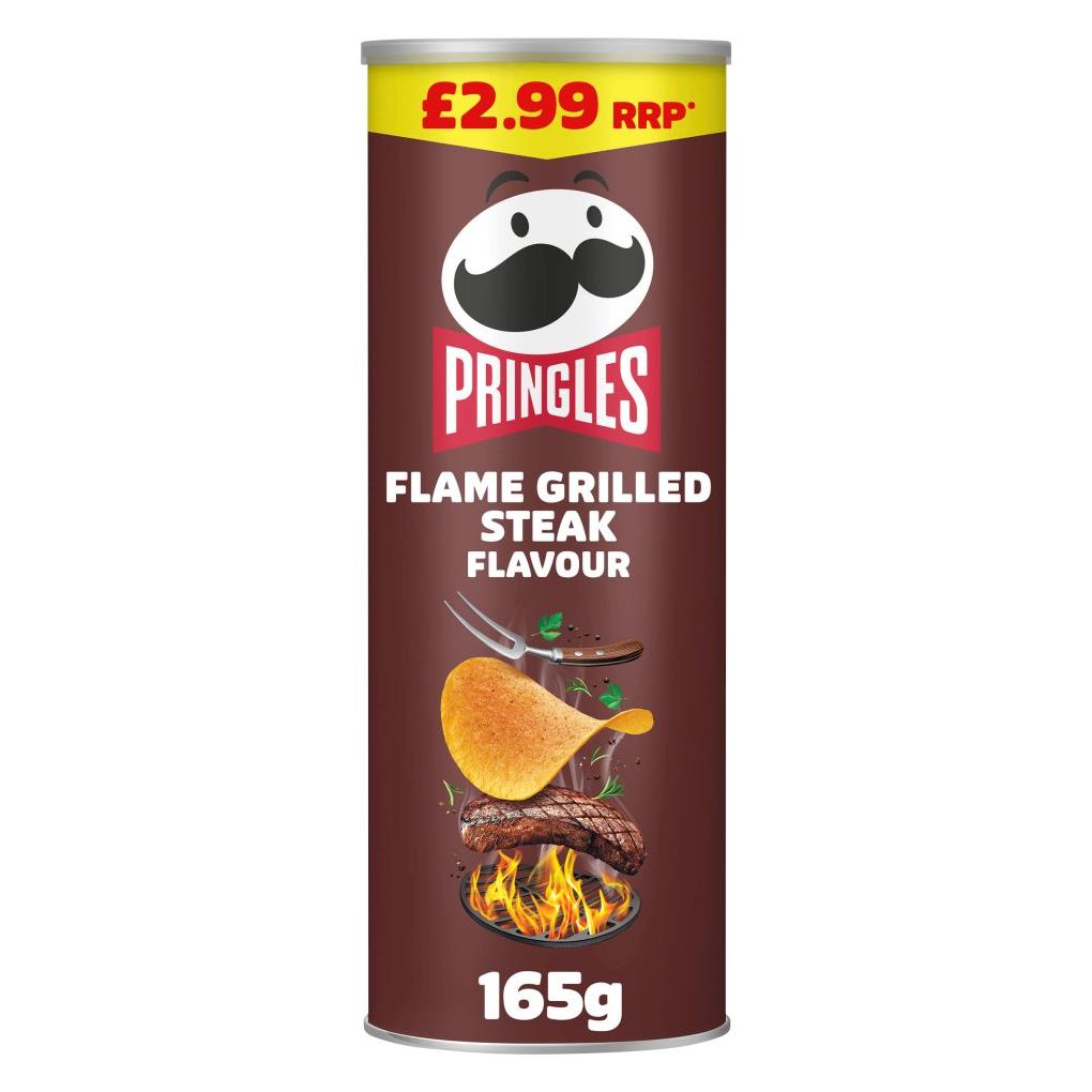 Pringles Flame Grilled Steak 165g Multipack - Choose Pack Size