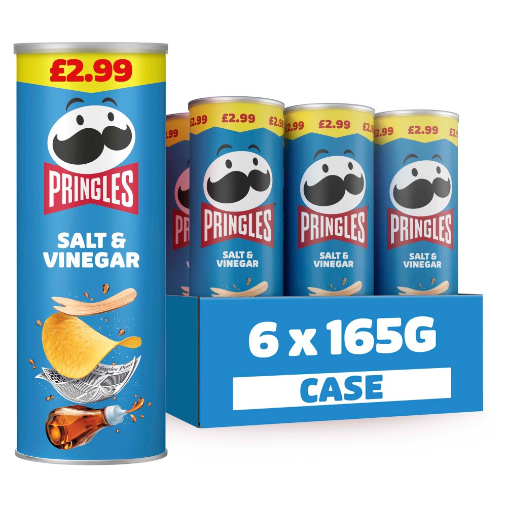 Pringles Salt & Vinegar Crisps £2.99 PMP - Box of 6 x 165g Bags product image