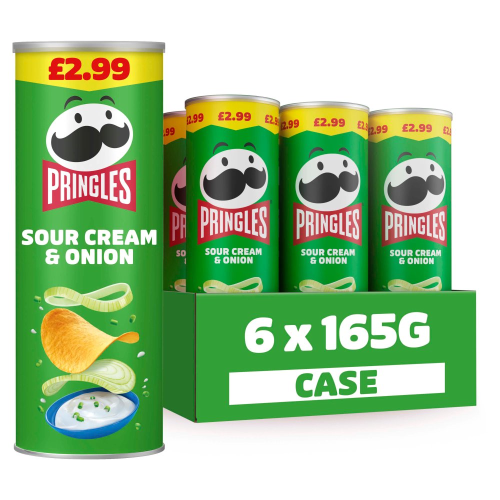 Pringles Sour Cream & Onion Crisps £2.99 PMP - Box of 6 x 165g Bags product image