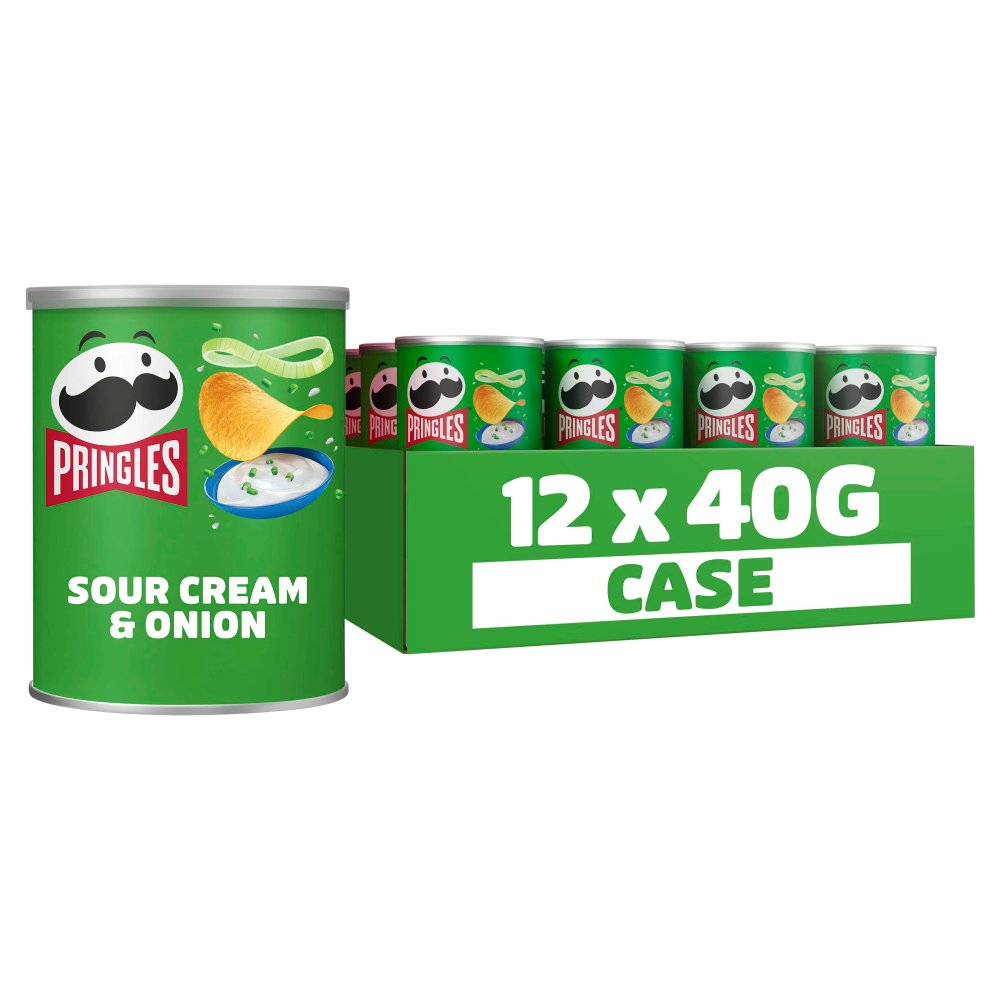 Pringles Sour Cream & Onion small tubes Crisps - Box of 12 x 40g Bags product image