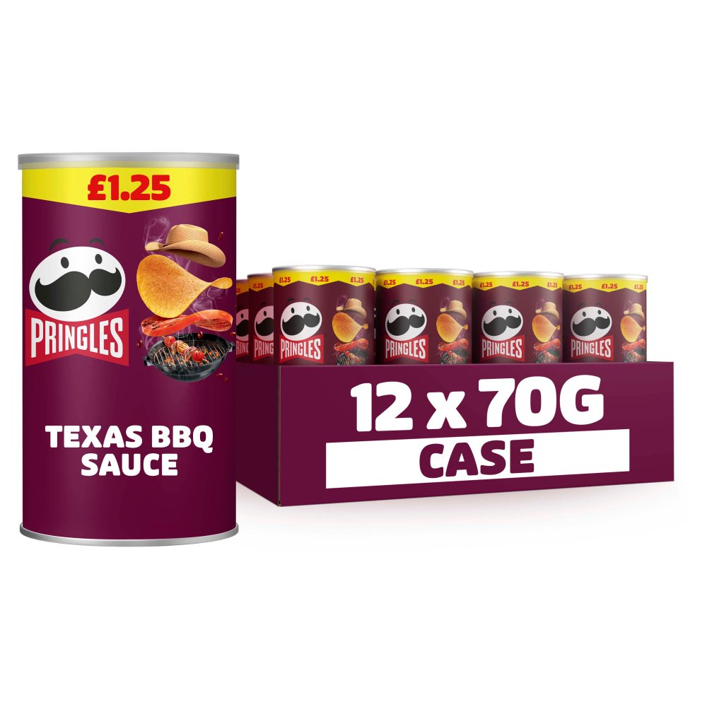Pringles Texas BBQ Sauce Crisps £1.25 PMP - Box of 12 x 70g Bags product image