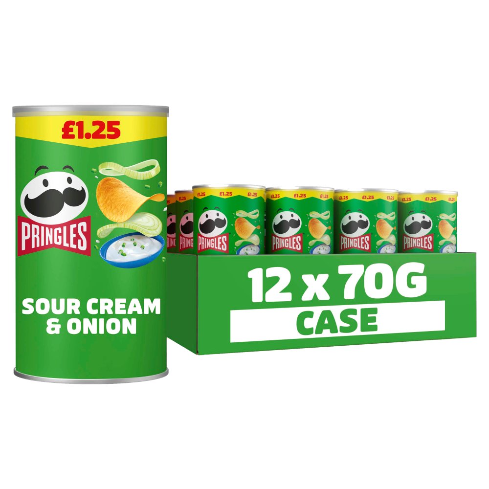 Pringles Sour Cream & Onion Crisps £1.25 PMP - Box of 12 x 70g Bags product image