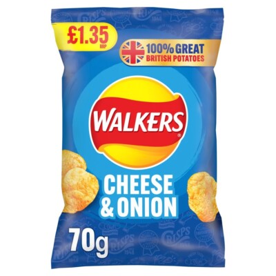 Walkers Cheese & Onion 70g Multipack - Choose Pack Size
