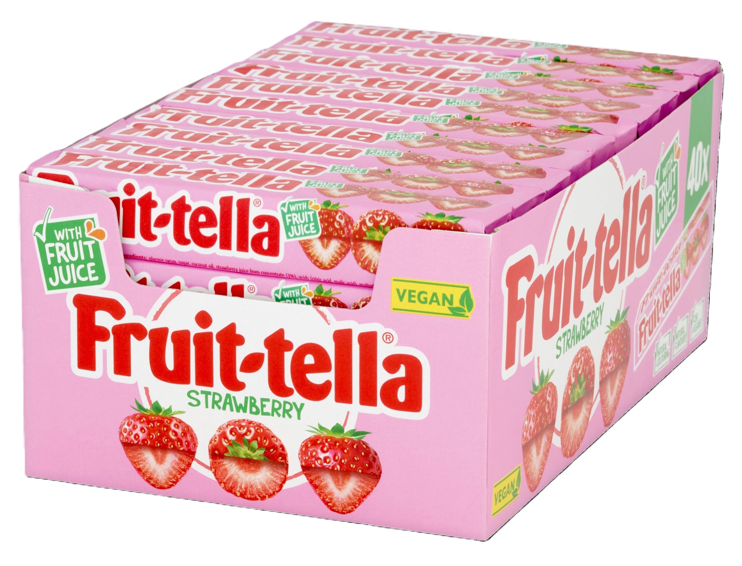 Fruit-tella Strawberry Chews Sweets - Box of 40 x 41g Bags product image