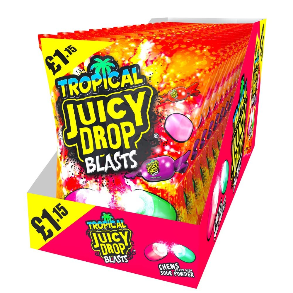 Juicy Drop Tropical Blasts Sweets £1.15 PMP - Box of 12 x 120g Bags product image