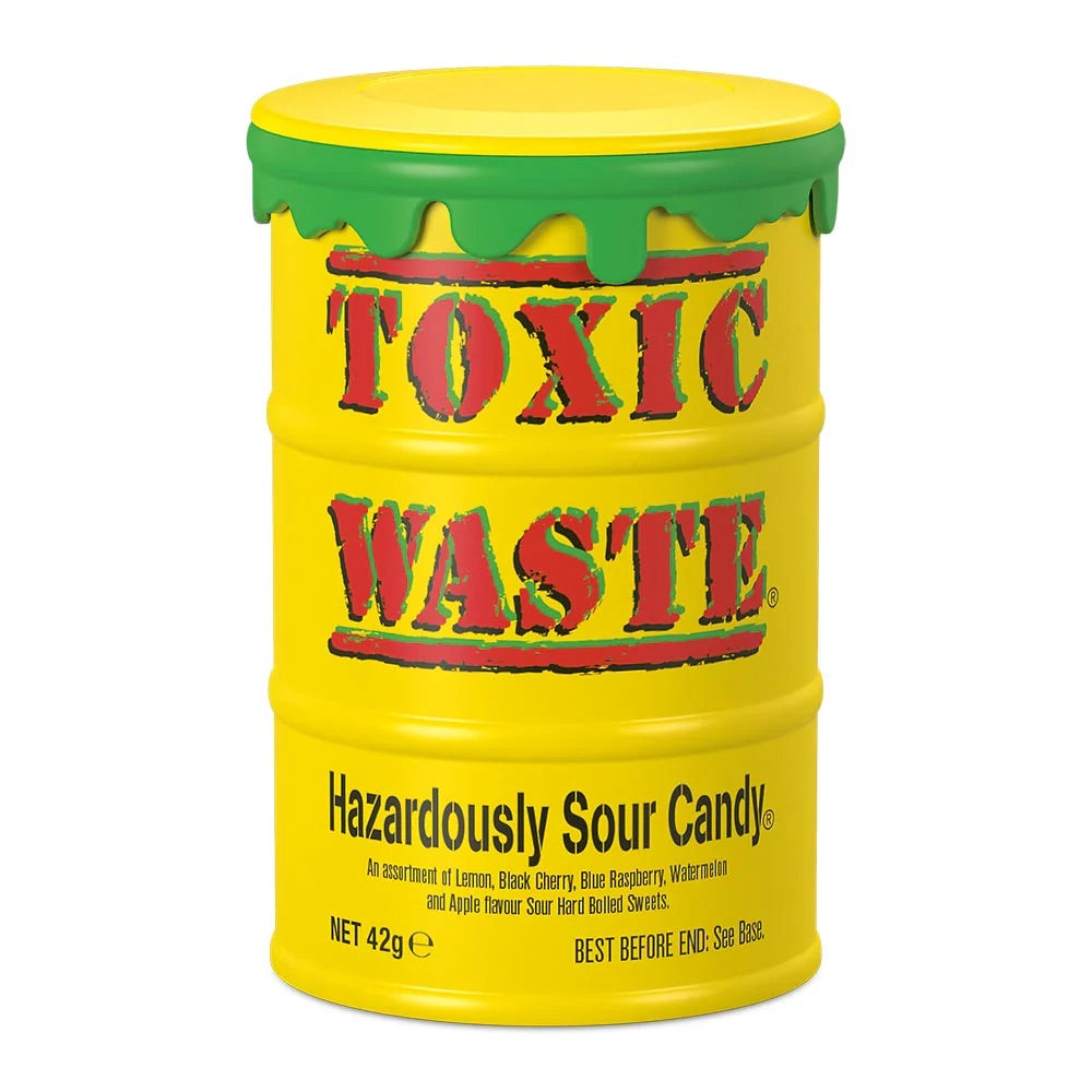 Toxic Waste Yellow Sour Candy Drums 42g Multipack - Choose Pack Size