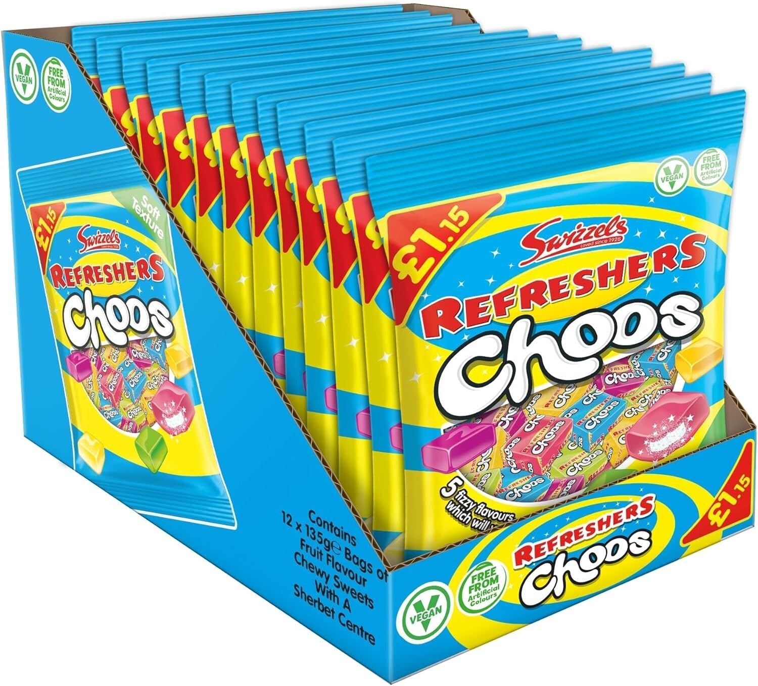 Swizzels Refreshers Choos Sweets £1.15 PMP - Box of 12 x 115g Bags product image