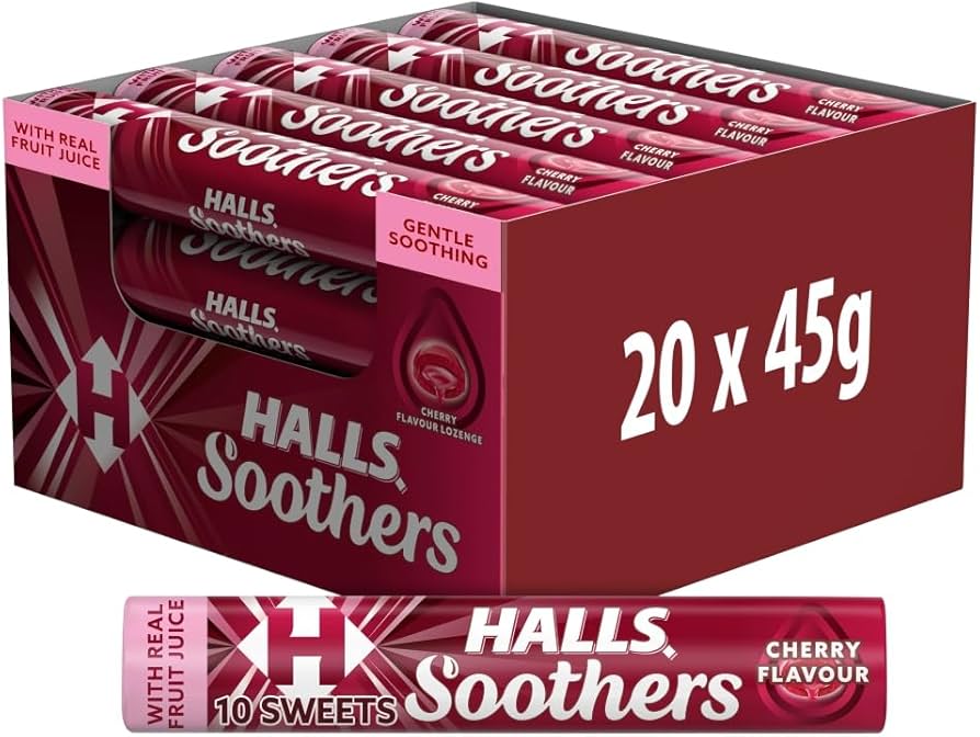 Halls Cherry Soothers Lozenges 85p PMP - Box of 20 x 45g Bags product image
