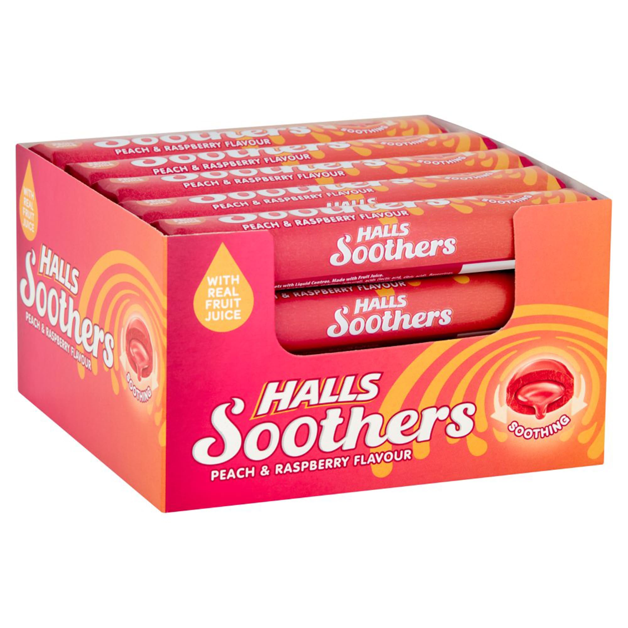 Halls Peach & Raspberry Soothers Lozenges 85p PMP - Box of 20 x 45g Bags product image