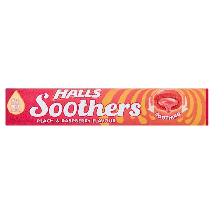 Halls Peach & Raspberry Soothers 45g Multipack - Choose Pack Size
