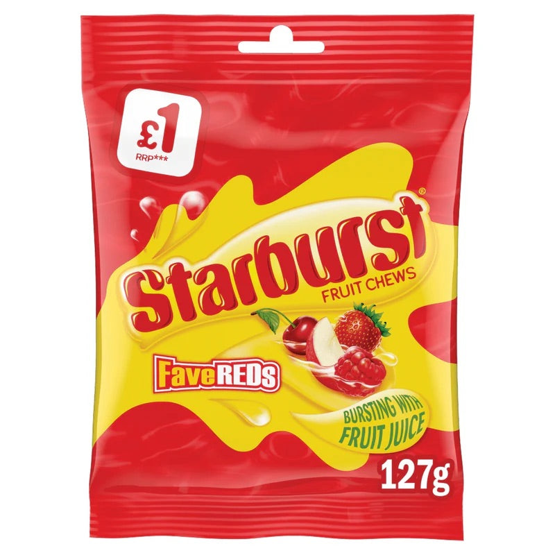 Starburst Fave Reds 127g Fruit chews Multipack - Choose Pack Size