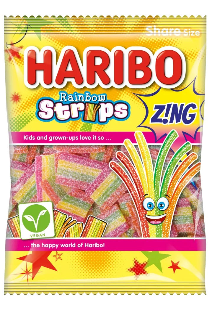 Haribo Rainbow Strips Z!NG 130g Multipack - Choose Pack Size