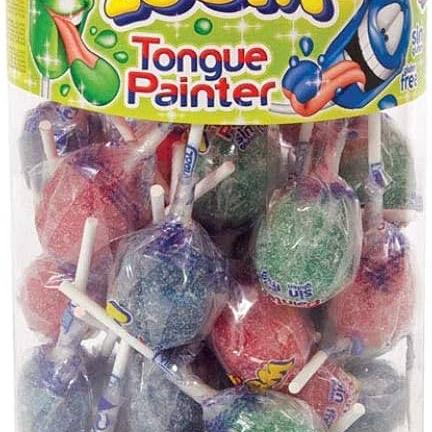 Large Sour Lollies | Sour Zoom Blue Red Green Tongue Painter Lollypop Tub | Halal Sweet Snack by Vidal | Choose between 50/25/10 pieces