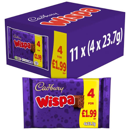 Cadbury Wispa 11 x 94.8g 4-Bar Multipacks — wholesale case