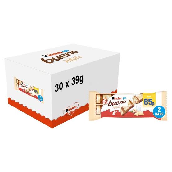 Kinder Bueno White 30 x 39g Twin-Bar Packs — wholesale case