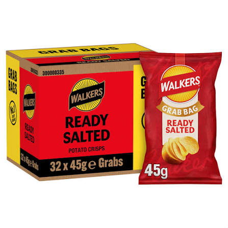 Walkers Ready Salted Grab Bags Crisps - Box of 32 x 45g Bags — wholesale case product asset