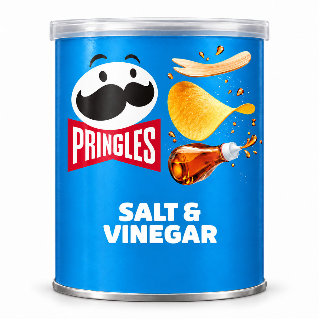 Pringles Salt & Vinegar 12 x 40g small tubes — retail pack product image
