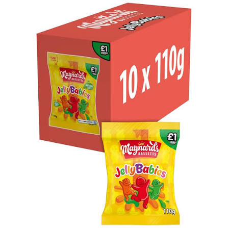 Maynards Bassetts Jelly Babies Sweets - Box of 10 x 110g Bags — wholesale case