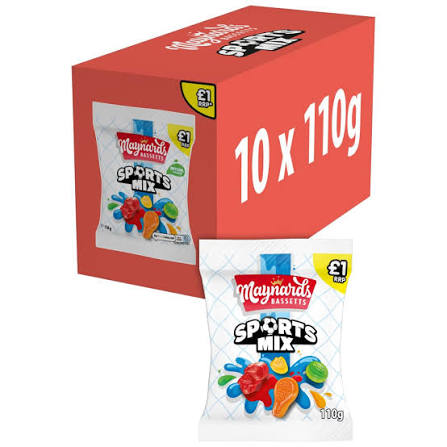 Maynards Bassetts Sports Mix Sweets - Box of 10 x 110g Bags — wholesale case