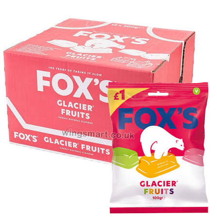 Fox's Glacier Fruits Sweets - Box of 12 x 100g Packs — wholesale case
