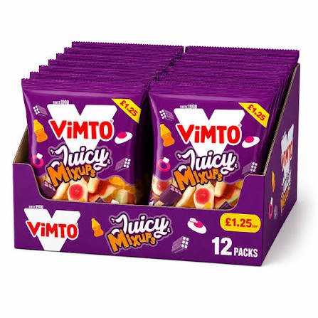 Vimto Juicy Mixup Sweets - Box of 12 x 130g Bags — wholesale case