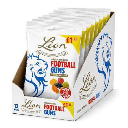Lion Football Gums Chewing Gum - Box of 12 x 130g Bags — wholesale case